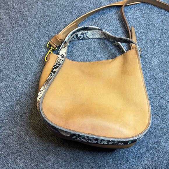 Madewell Sydney Crossbody Bag Snakeskin Embossed Leather Handle Removable Strap - Picture 1 of 16